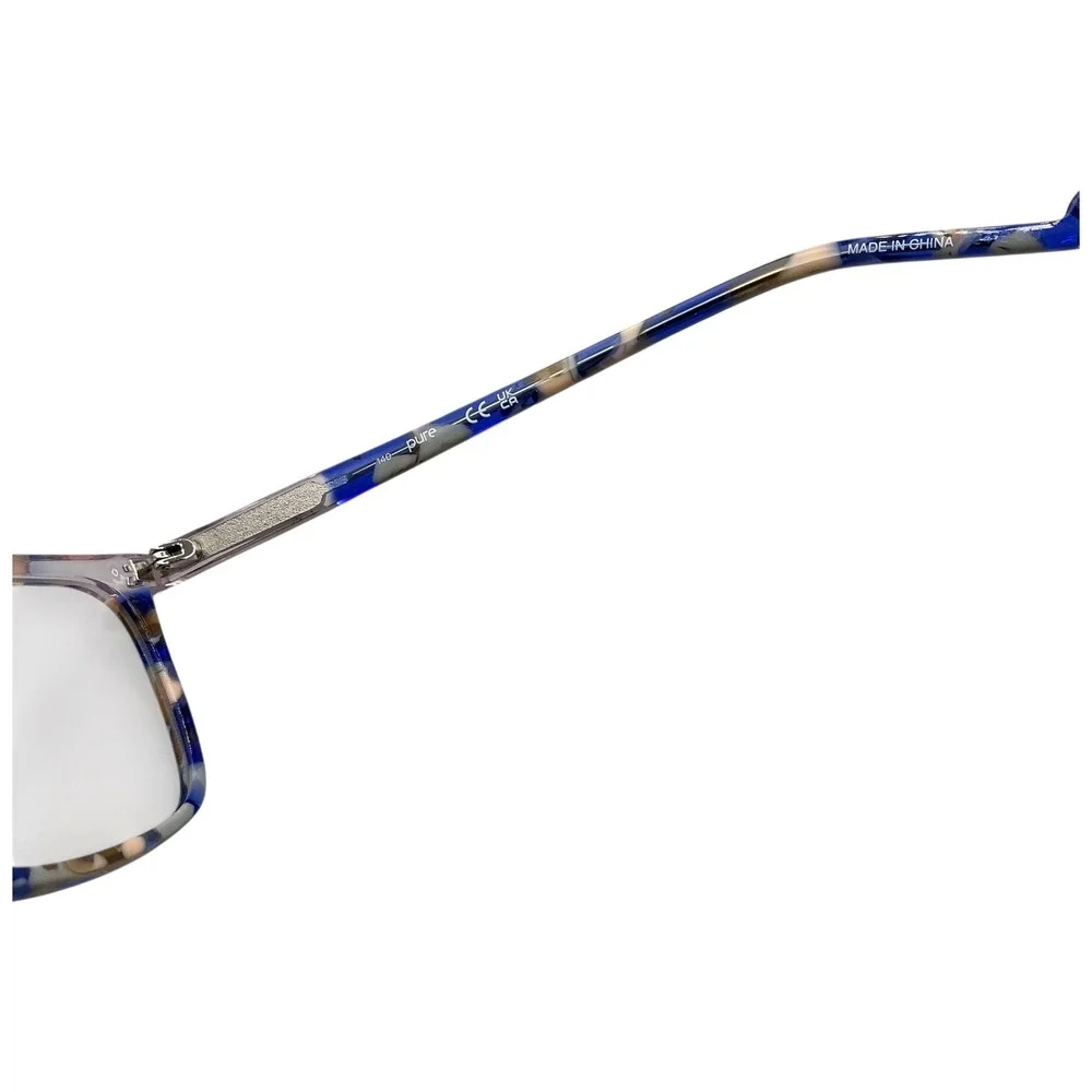 Pure Eyeglasses P6008 466 Blue Tortoise Shell Square Eyewear Frame